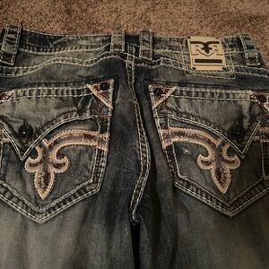 Rock Revival Blue Bootcut Jeans with Embroidery